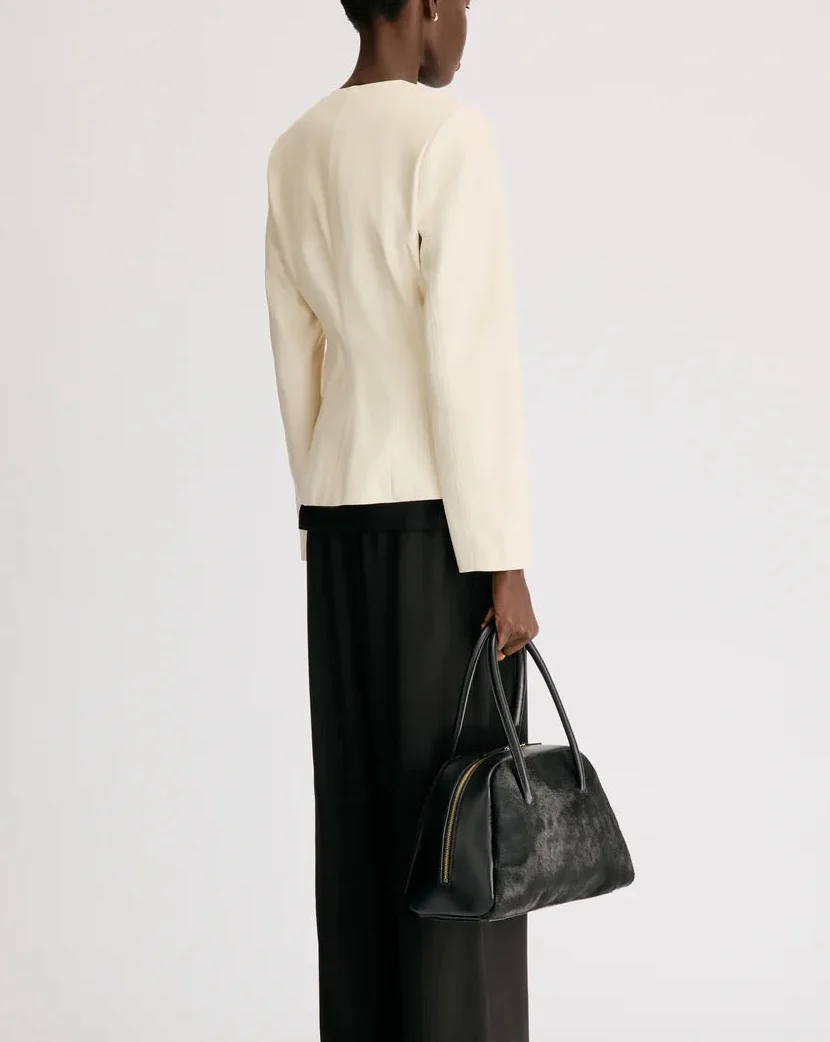 Adea Collarless Jacket | Ivory - Image 5