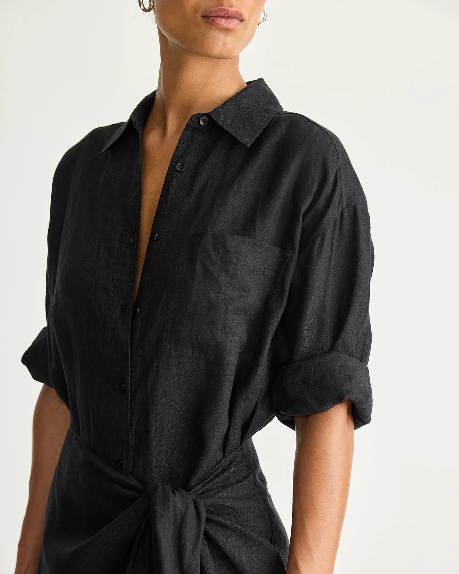 Alessandra Sarong Shirt Dress | Black - Image 5