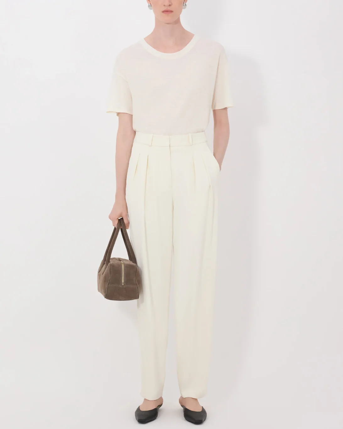 Alio Pleated Tailored Pant | Ivory - Image 2