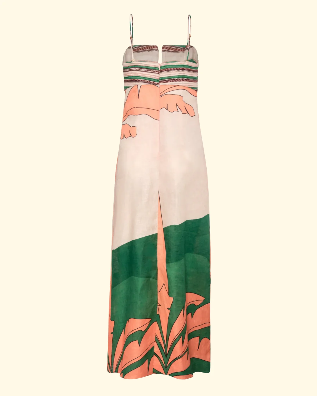 Antigua Linen Midi Dress | Peach Palms - Image 2