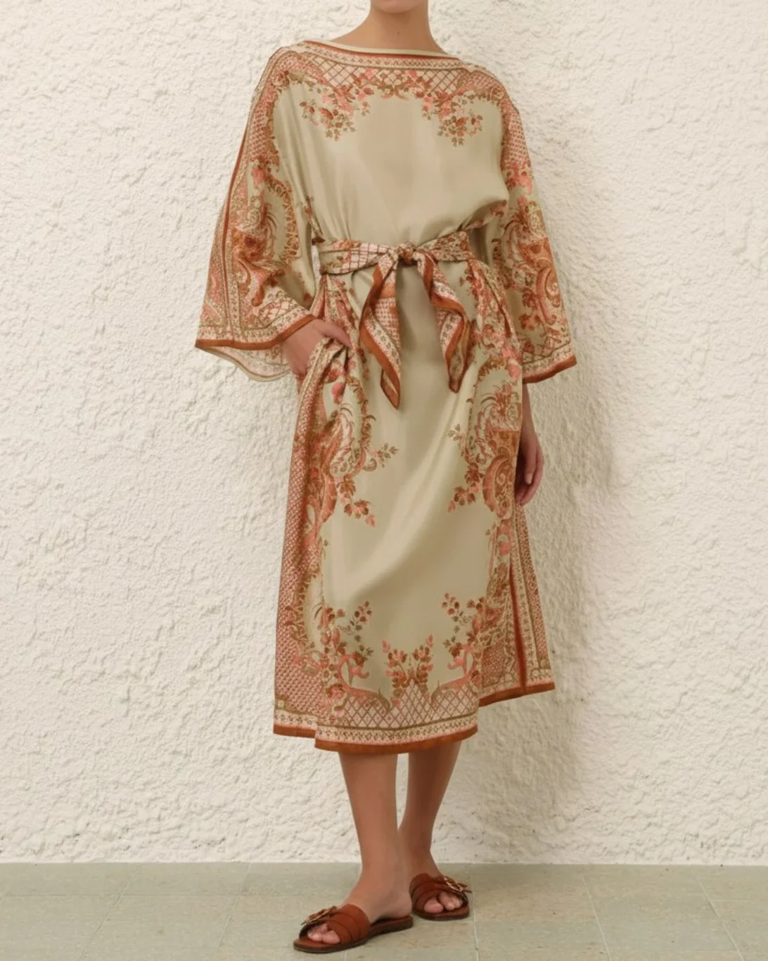 Aster Tunic Midi Dress | Sage Paisley Floral - Image 2