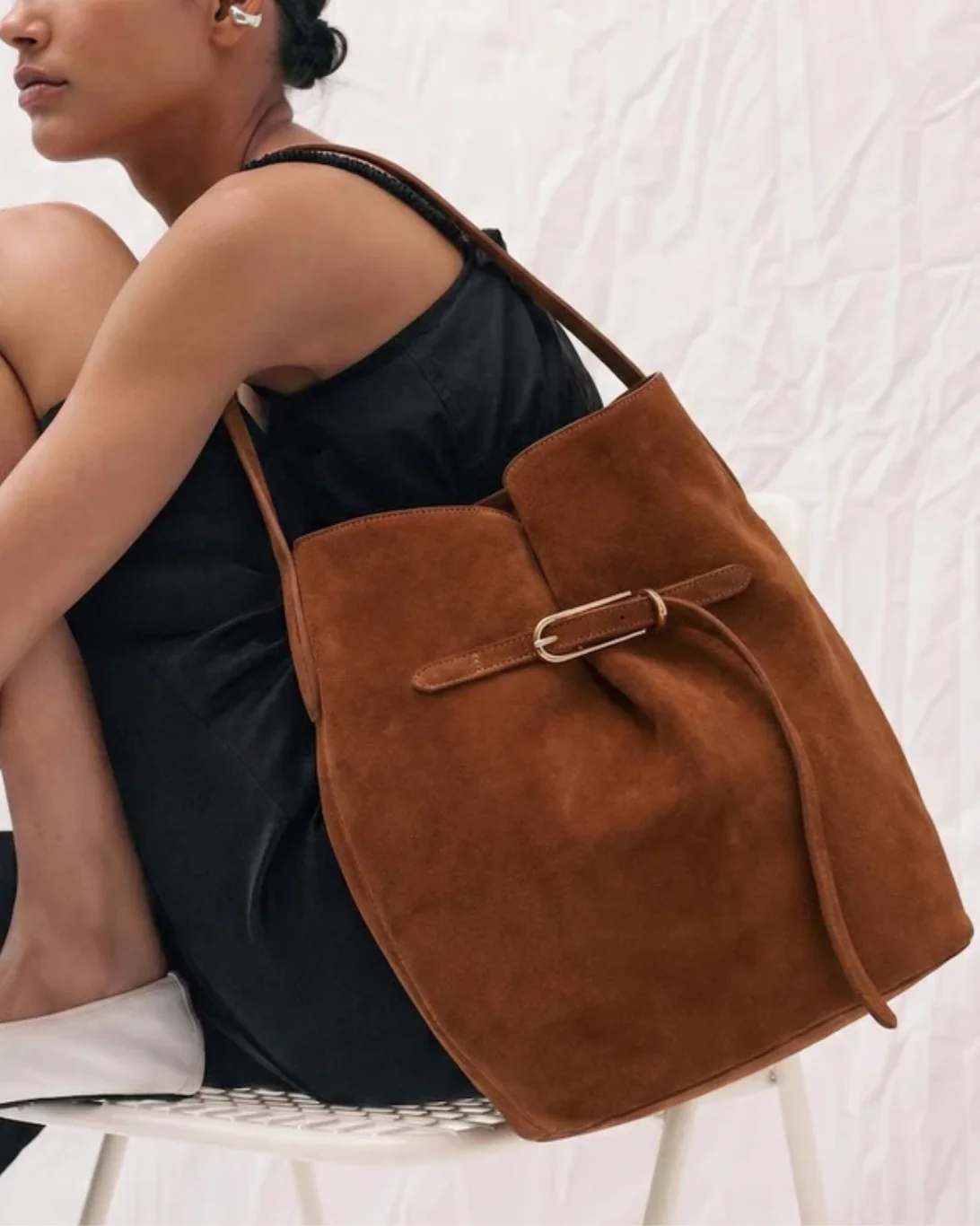 Belted Bucket Bag Large | Saddle Brown - Image 2