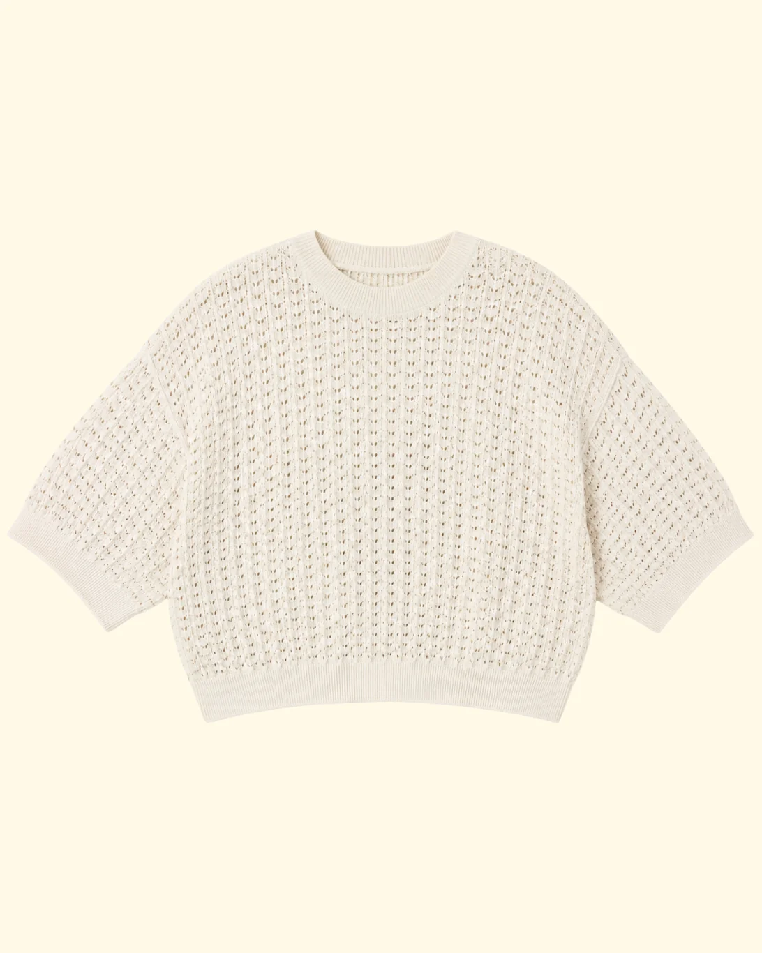 Bess Lace Knit T-Shirt | Cream