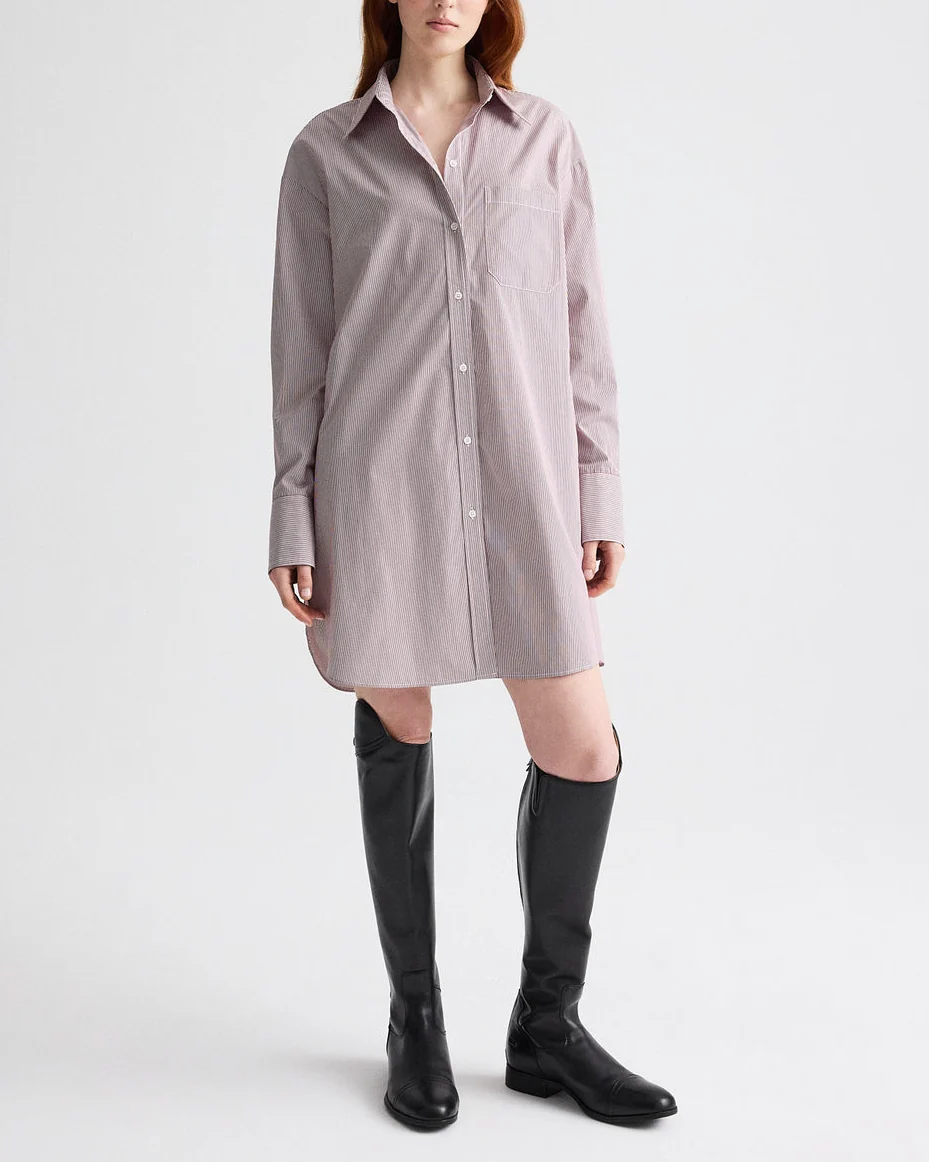 Big Joe Shirt Dress | White/Wine - Image 4