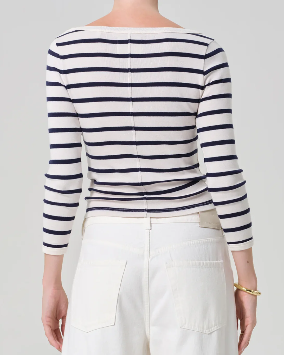 Boat Neck Slim Tee | Azure Stripe - Image 3