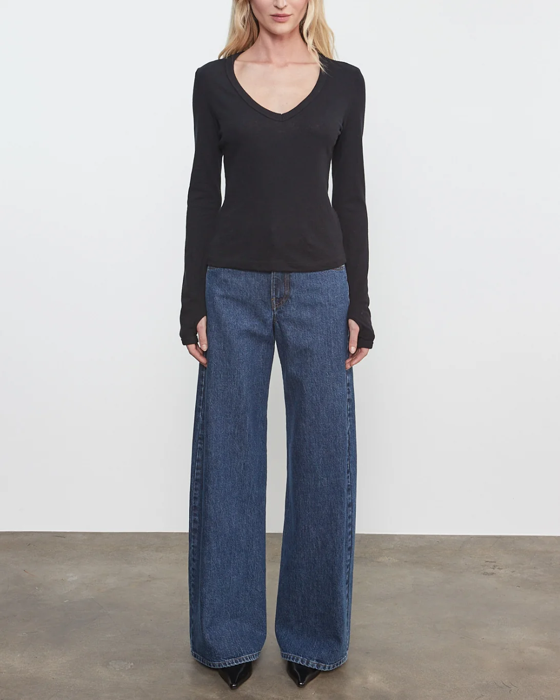 Cashmere Jersey V-Neck | Black