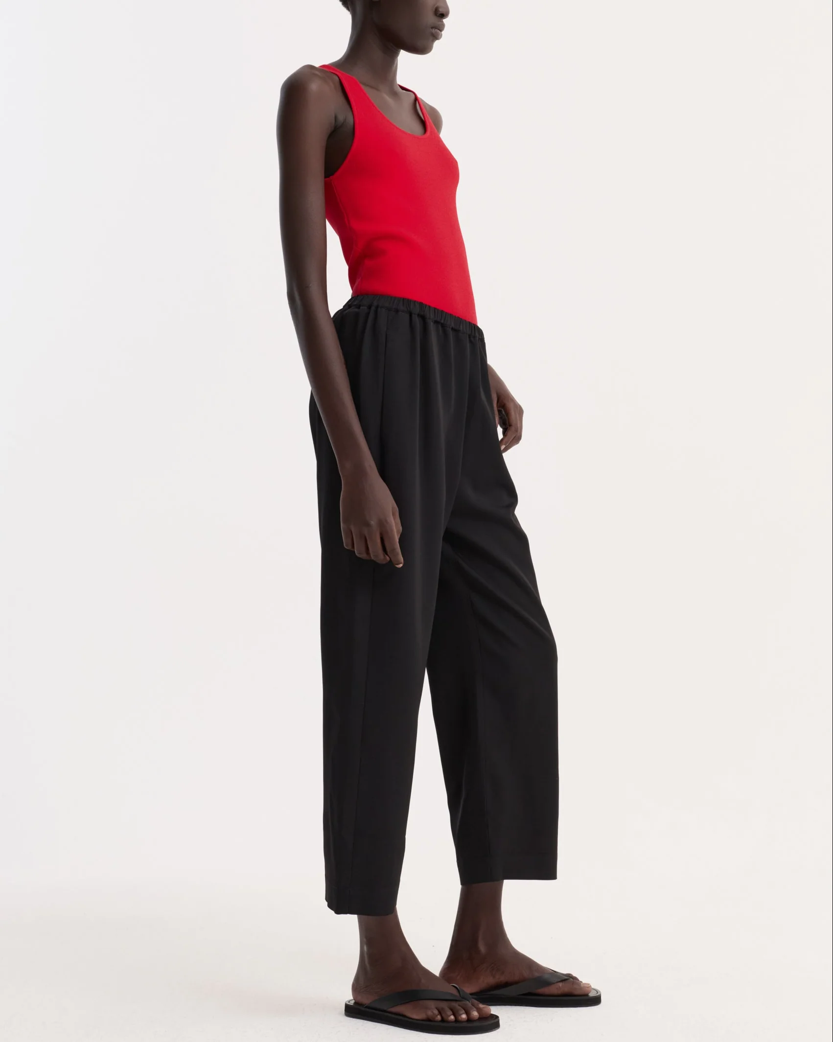 Cropped Wide Leg Trousers | Black - Image 4