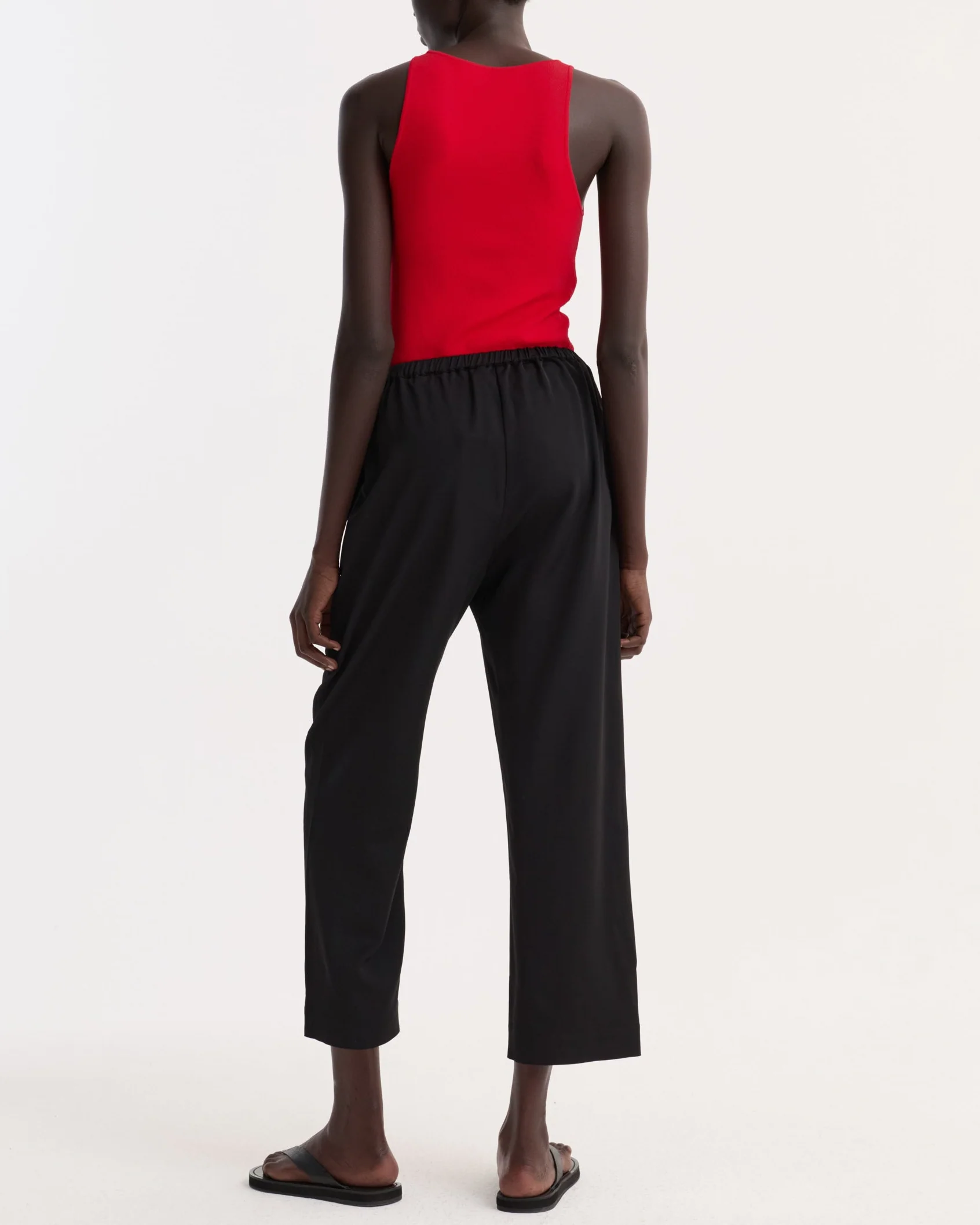 Cropped Wide Leg Trousers | Black - Image 5