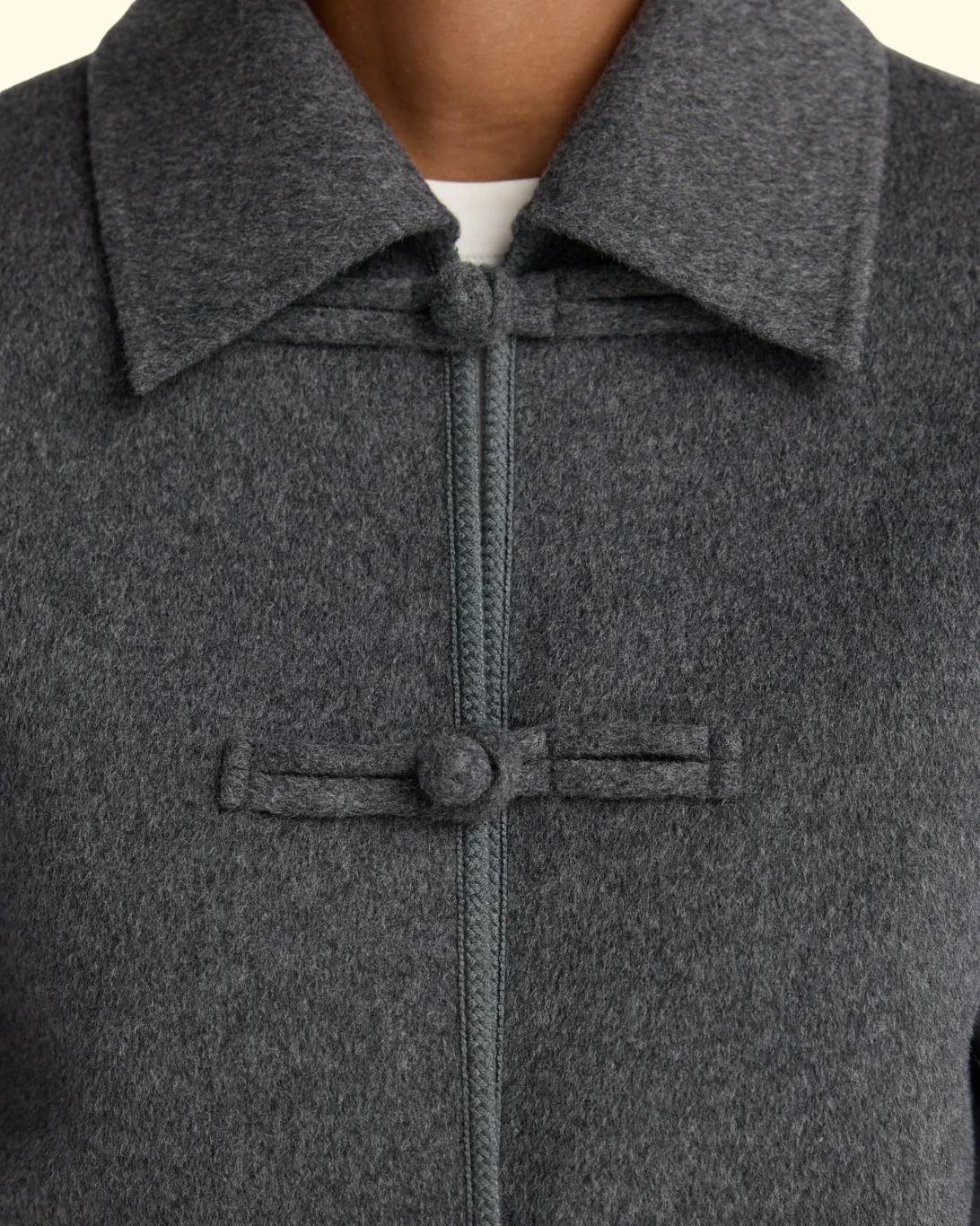Double Faced Wool Pankou Closure Jacket | Dark Grey Melange - Image 4