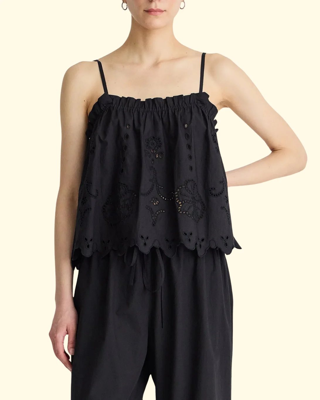Embroidered Cami Top | Black - Image 2