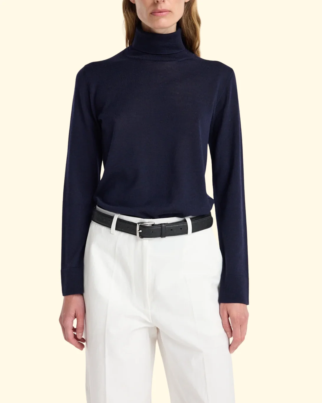 Fine-Knit Wool Cashmere Turtleneck | Navy - Image 2