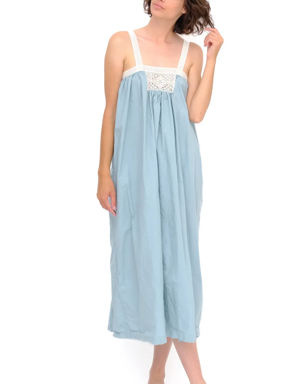 Gathered Slip With Cotton Lace | Sterling - Image 2