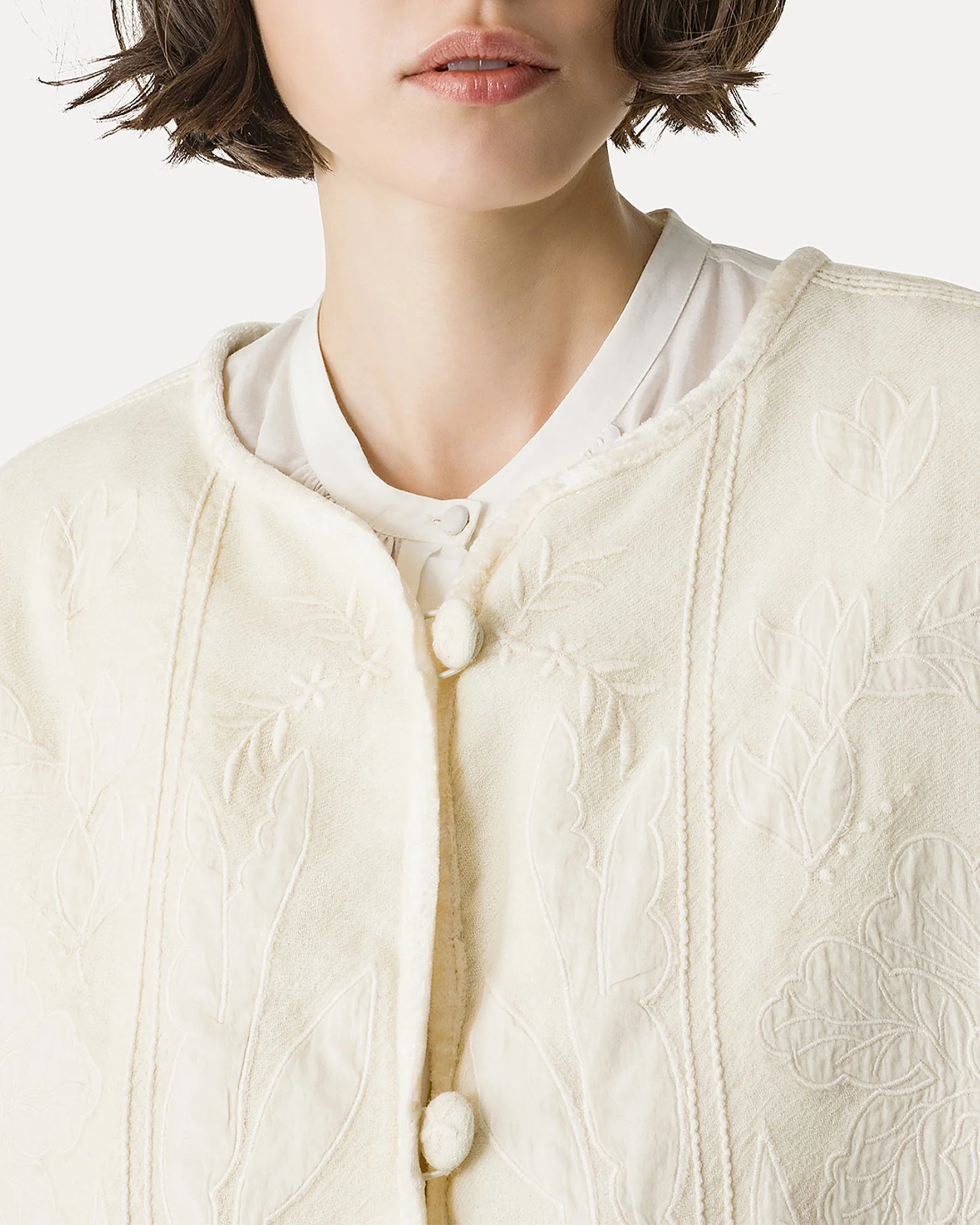 Iris Velvet Wool Tweed Blouson | Avorio - Image 5
