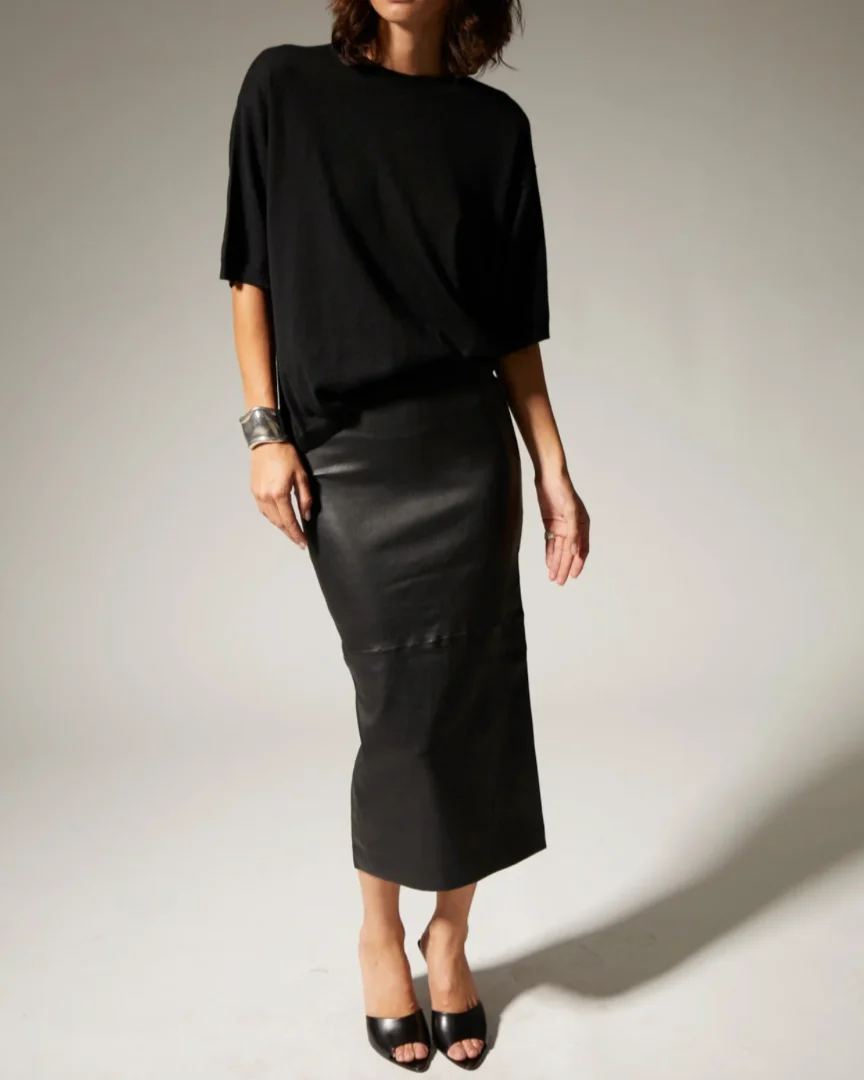 Leather Tube Skirt | Black - Image 6