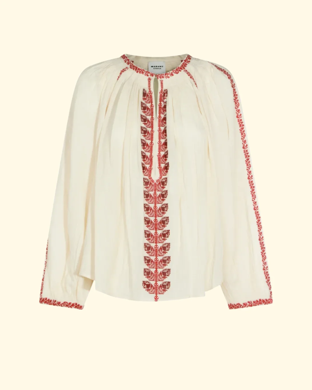 Lena Blouse | Beige/Red