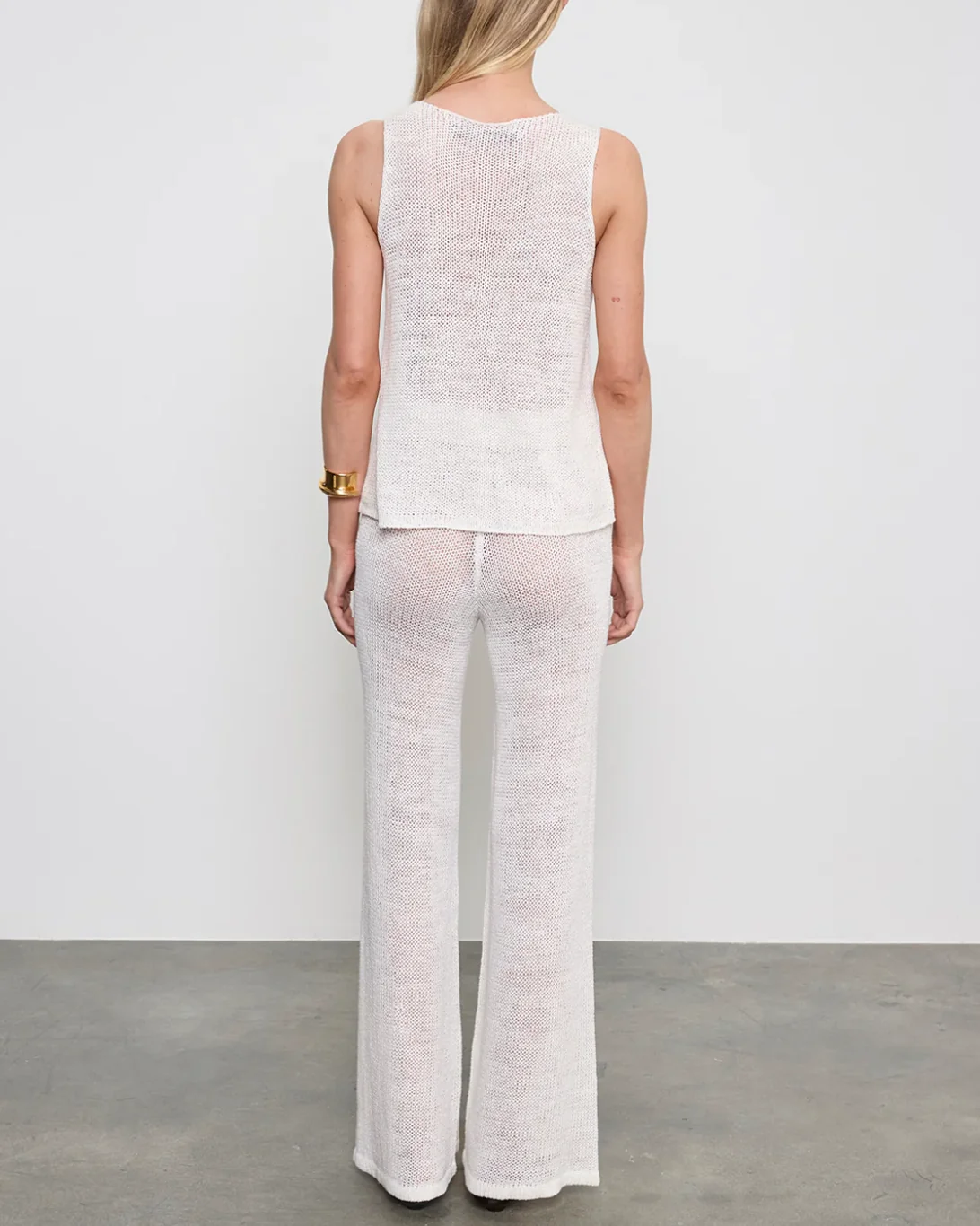 Linen Open Knit Tank | White - Image 3