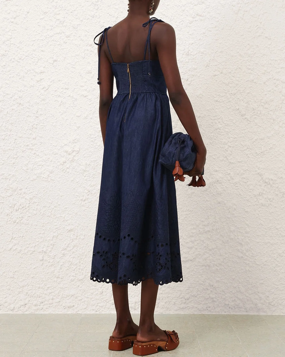 Mahon Broderie Denim Midi | Ink - Image 3