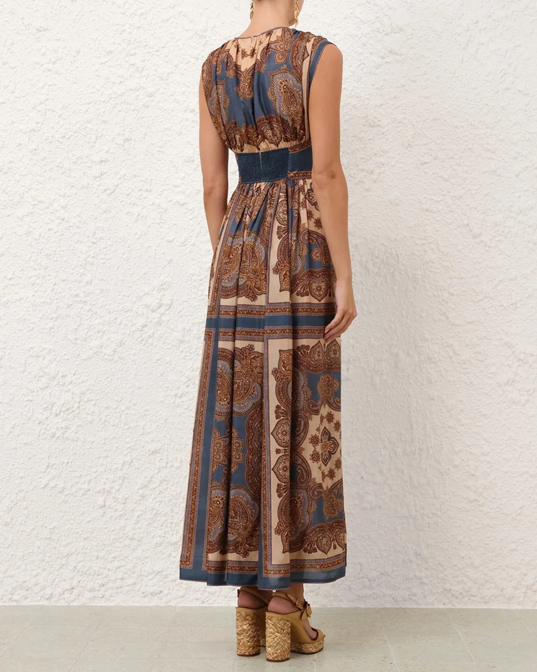 Mahon Waisted Maxi Dress | Dark Blue Paisley - Image 4