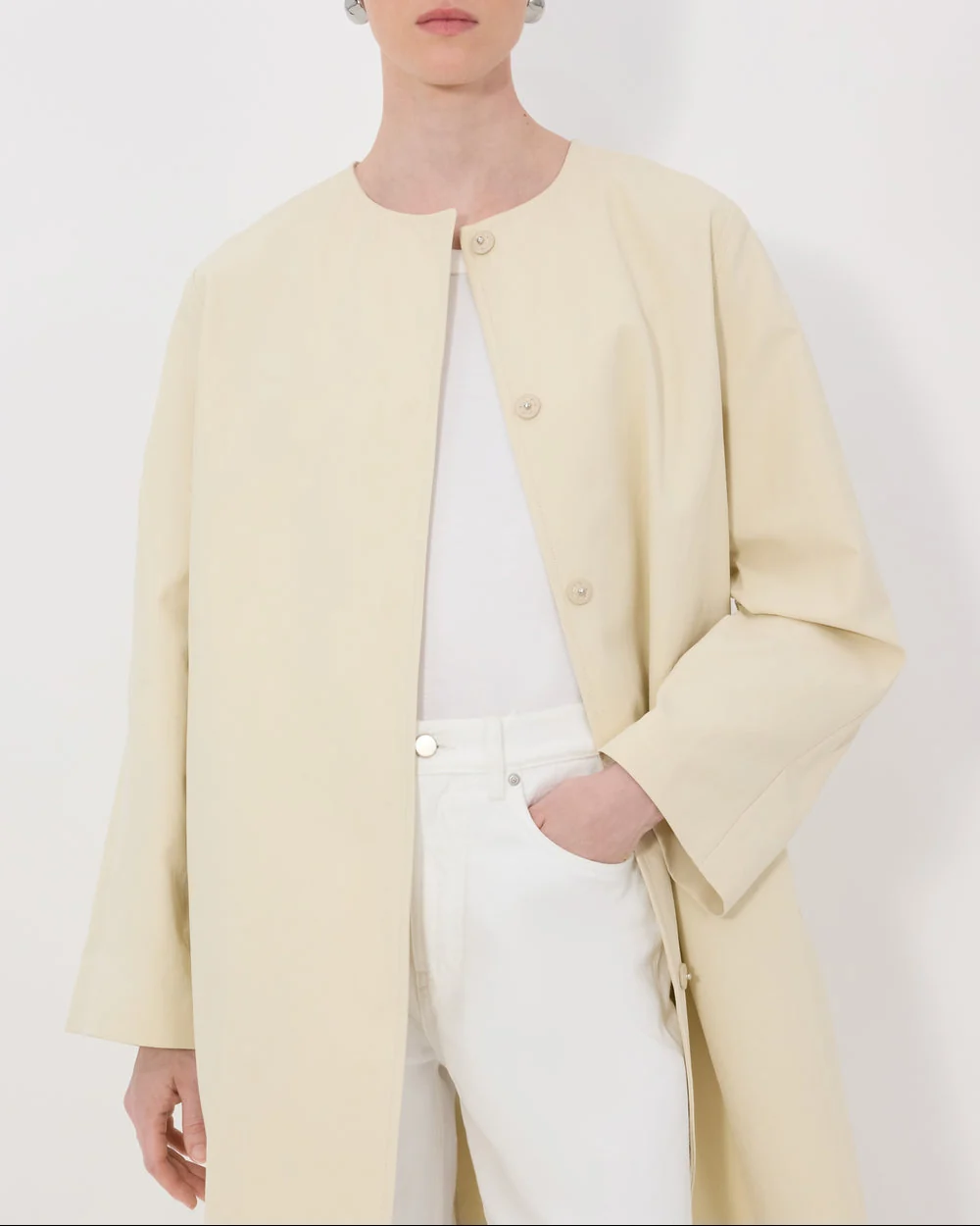 Merill Straight Coat | Beige - Image 3