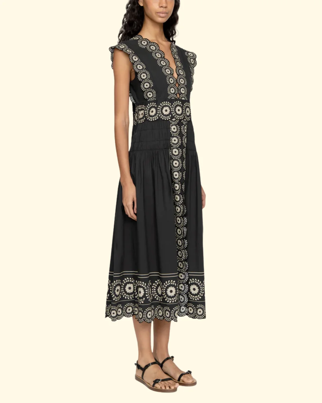 Mirabel Print Midi Dress | Black - Image 3