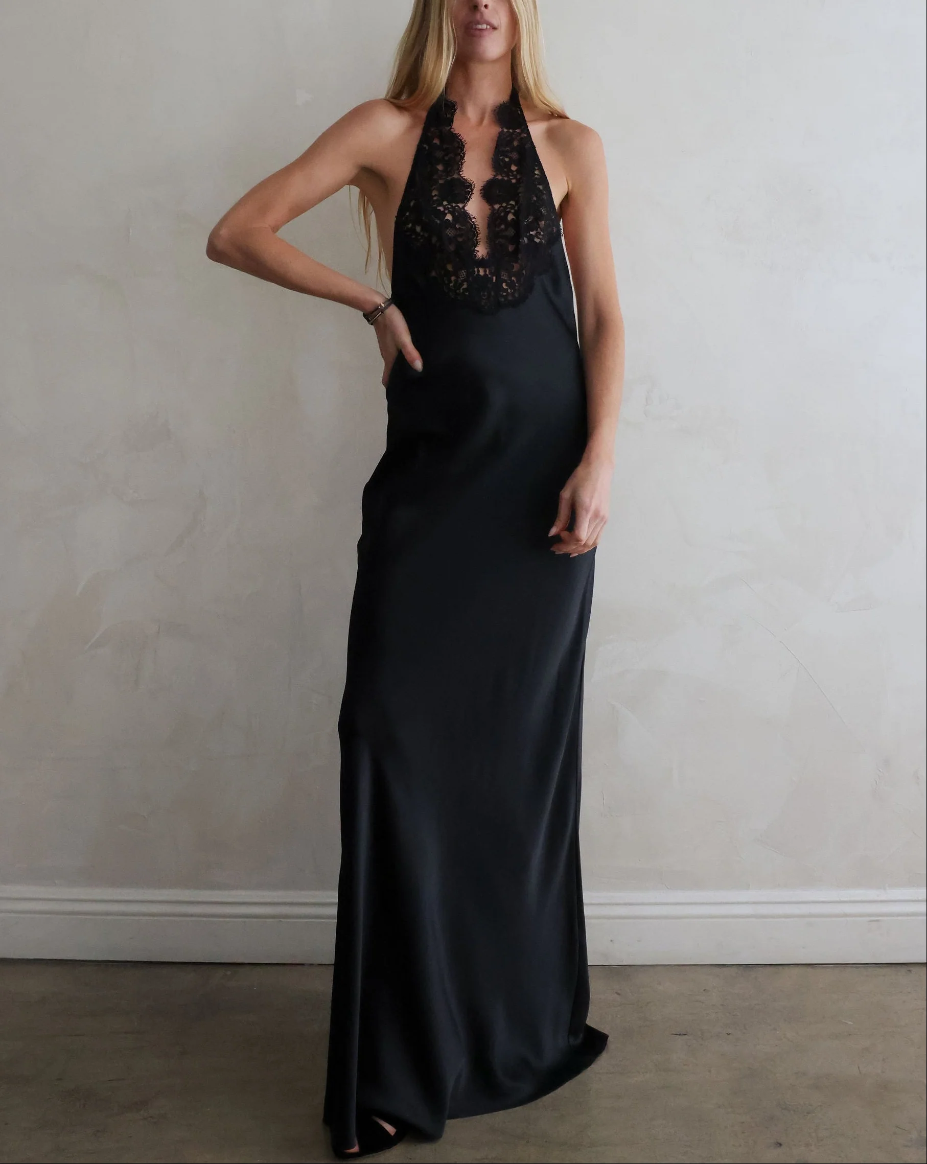 Noemie Lace Halterneck Gown | Black - Image 5