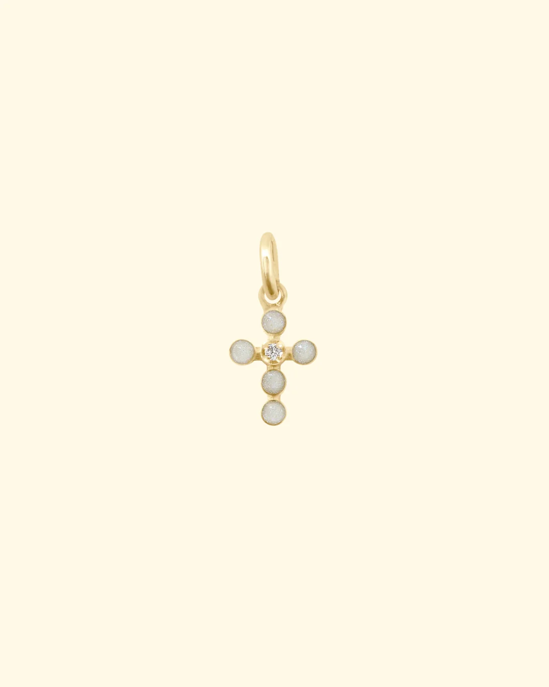 Pearled Cross Diamond Pendant | Opal