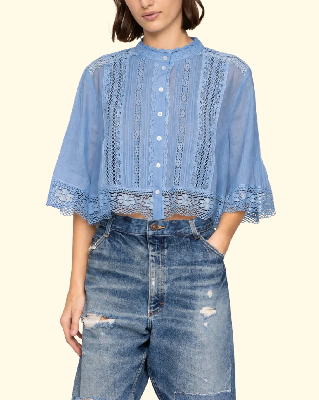 Pippa Solid S/Slv Top | Blue