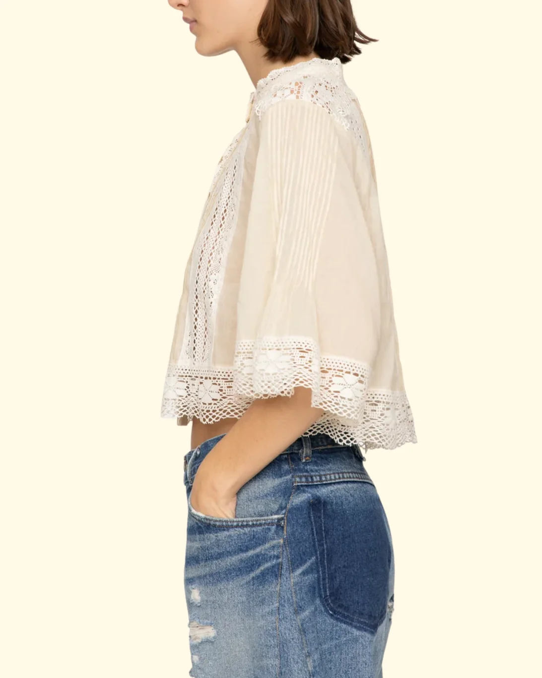 Pippa Solid S/Slv Top | Cream - Image 3