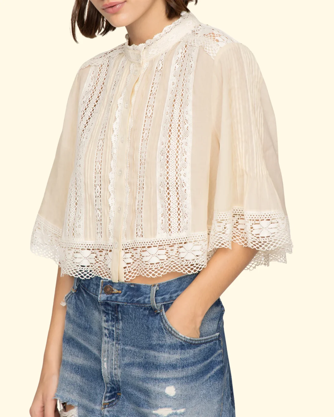 Pippa Solid S/Slv Top | Cream - Image 4