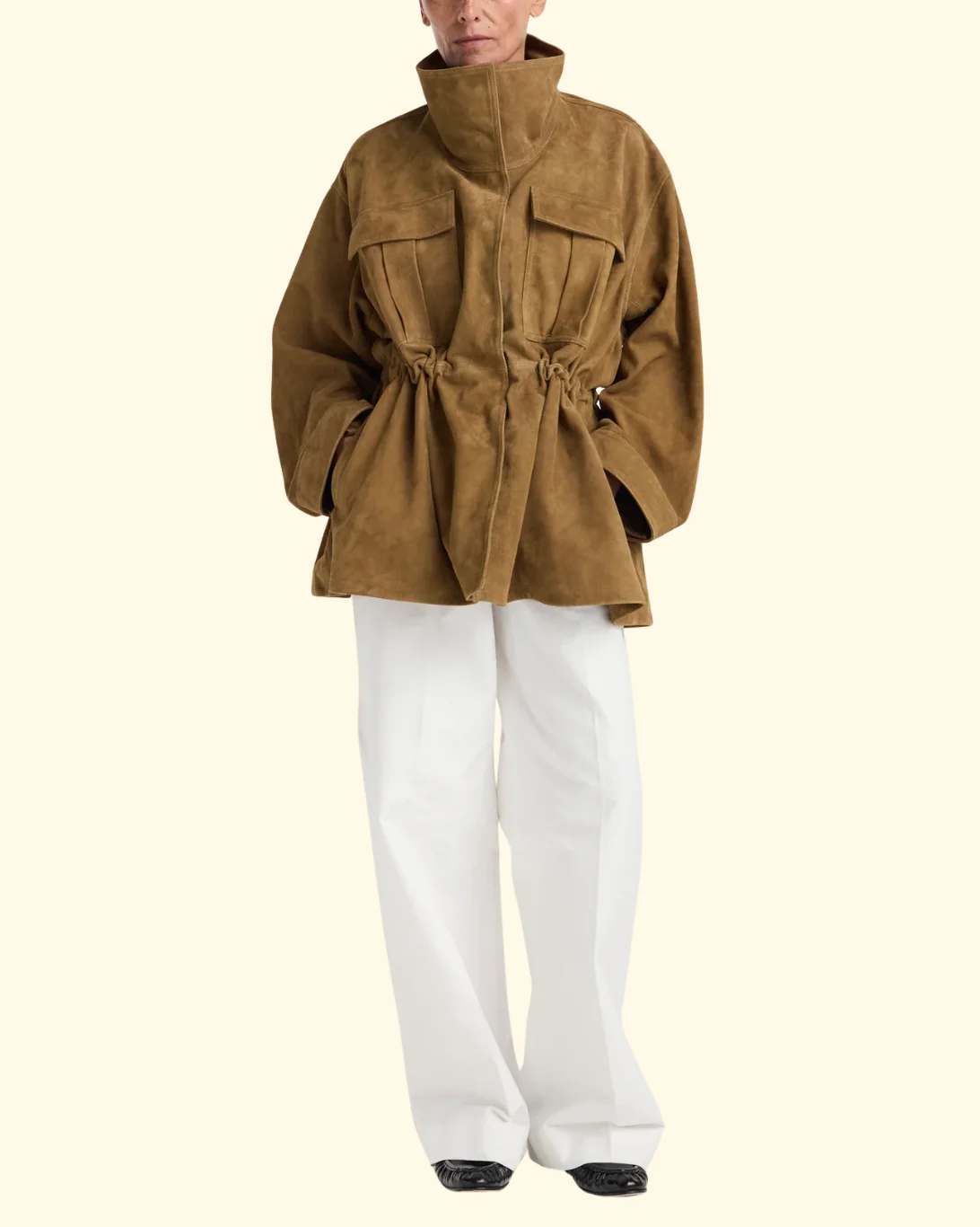 Sculptural Suede Jacket | Sage