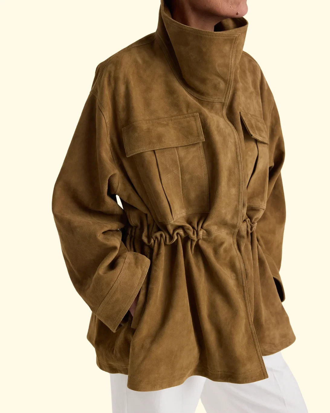 Sculptural Suede Jacket | Sage - Image 2