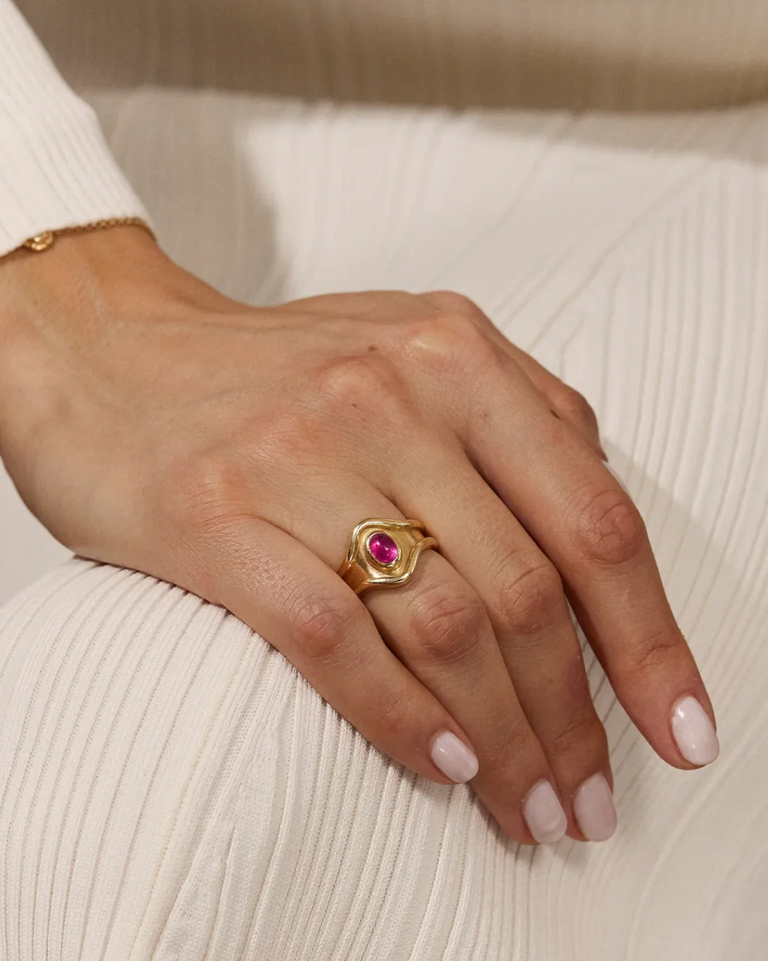 Shelter Island Ring in Rubellite | 18k Yellow Gold - ONLINE ONLY - Image 3