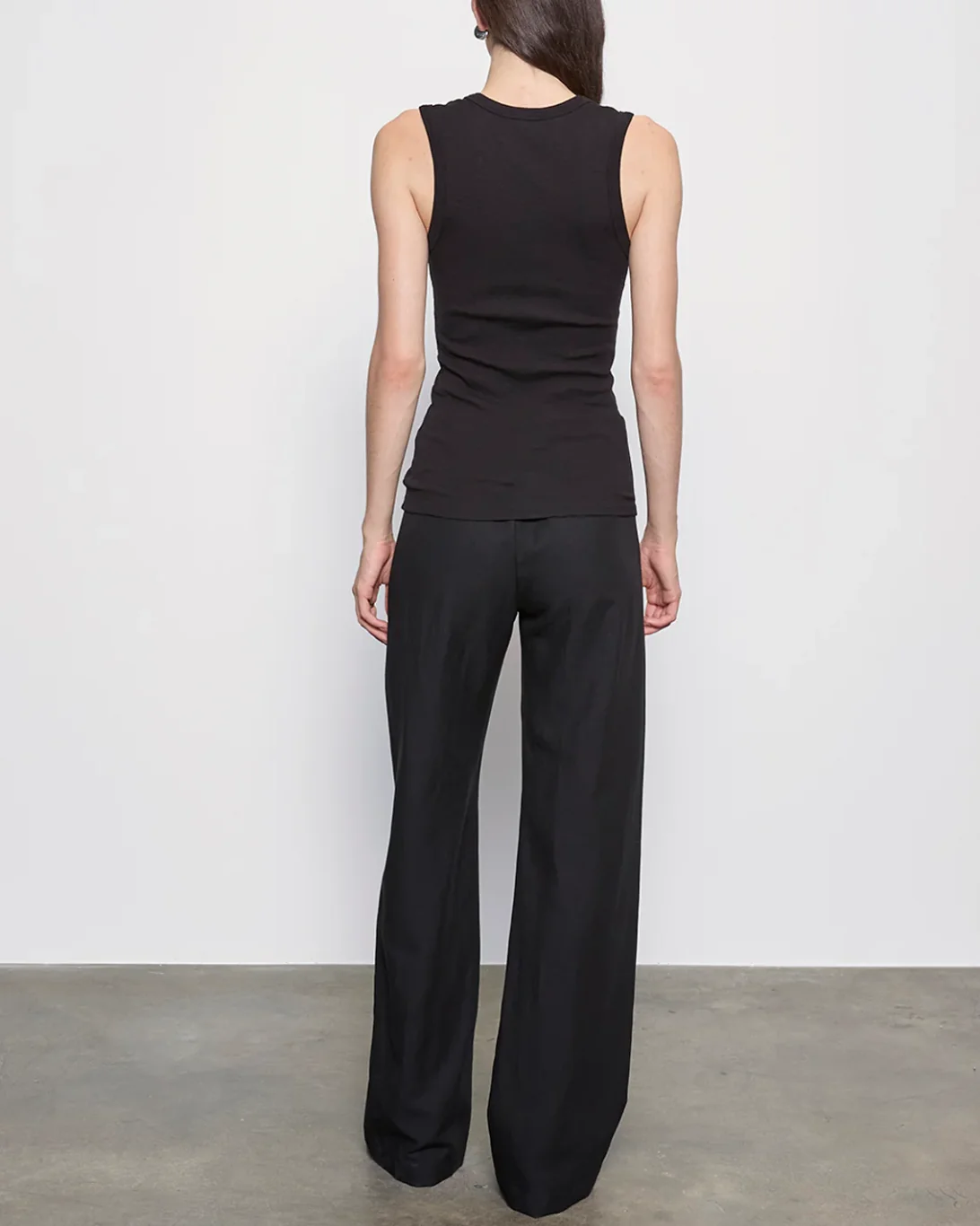 Textured Rib Sleeveless V | Black - Image 2