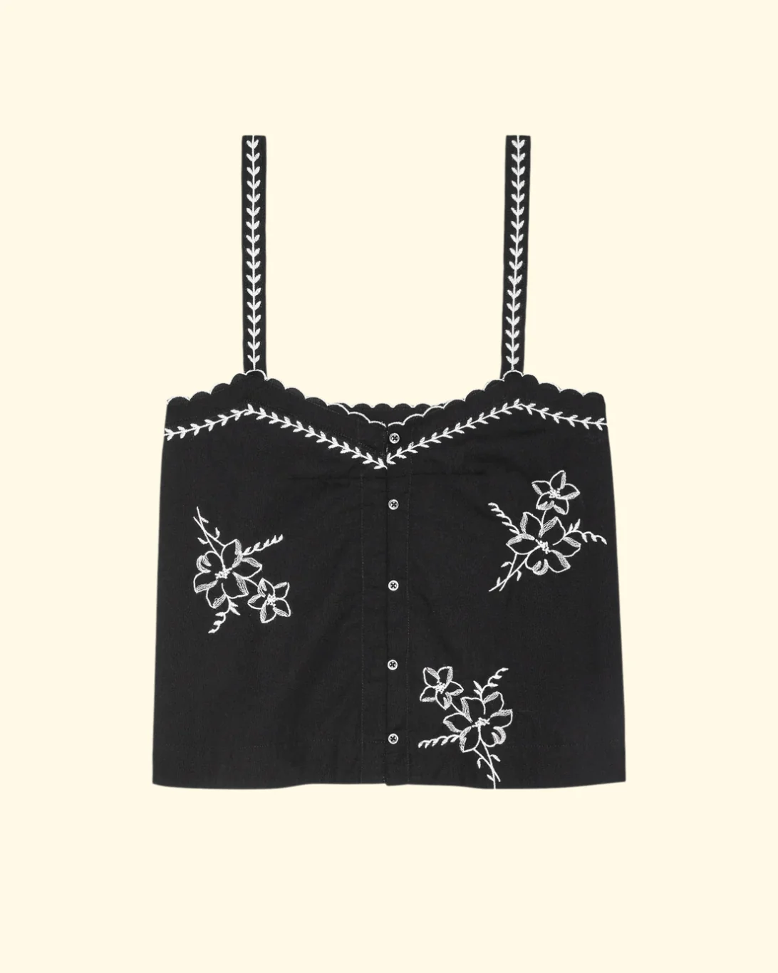 The Weekend Tank W/ Hanky Embroidery | Black