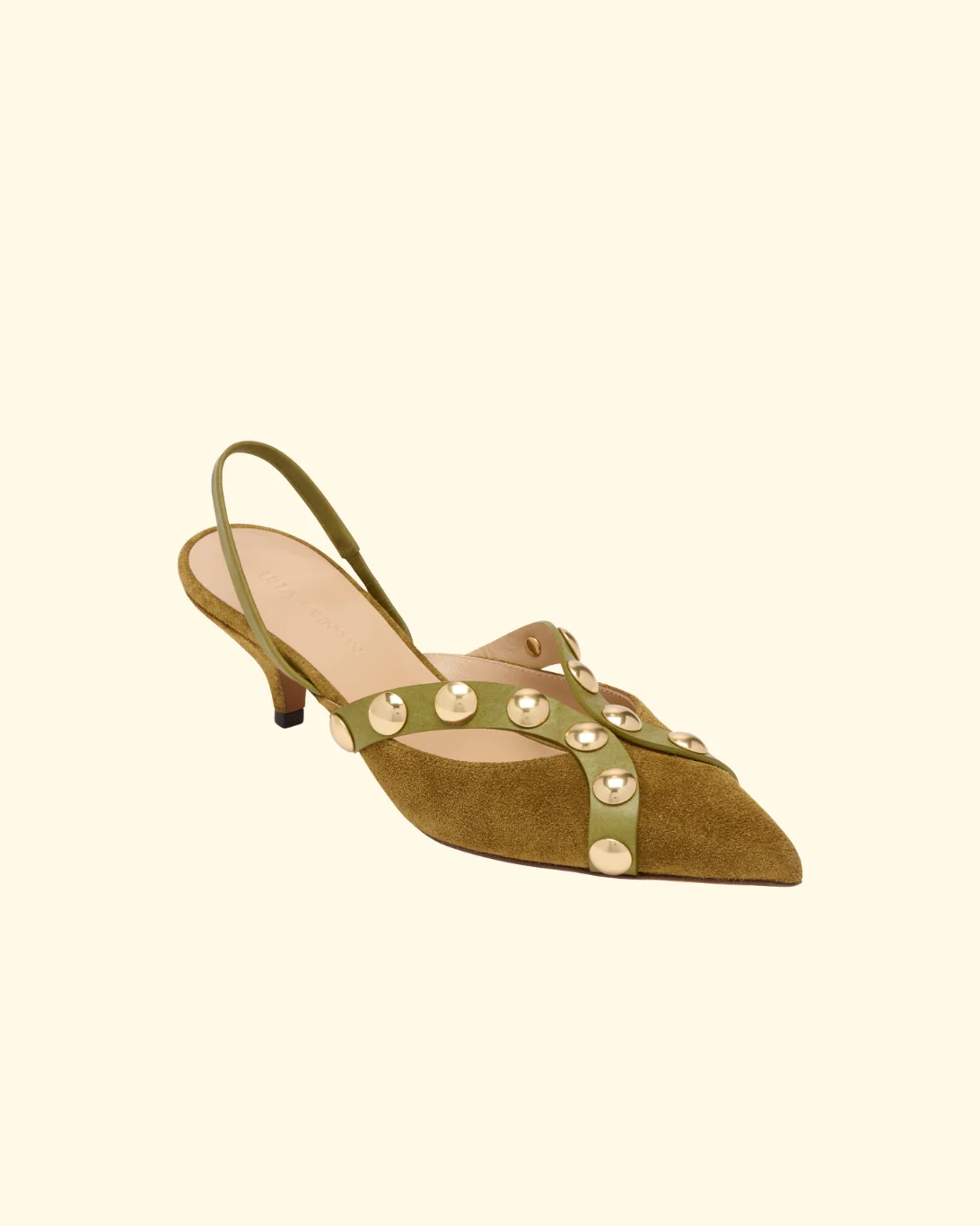 Vendome Studded Kitten Heel | Olive - Image 2