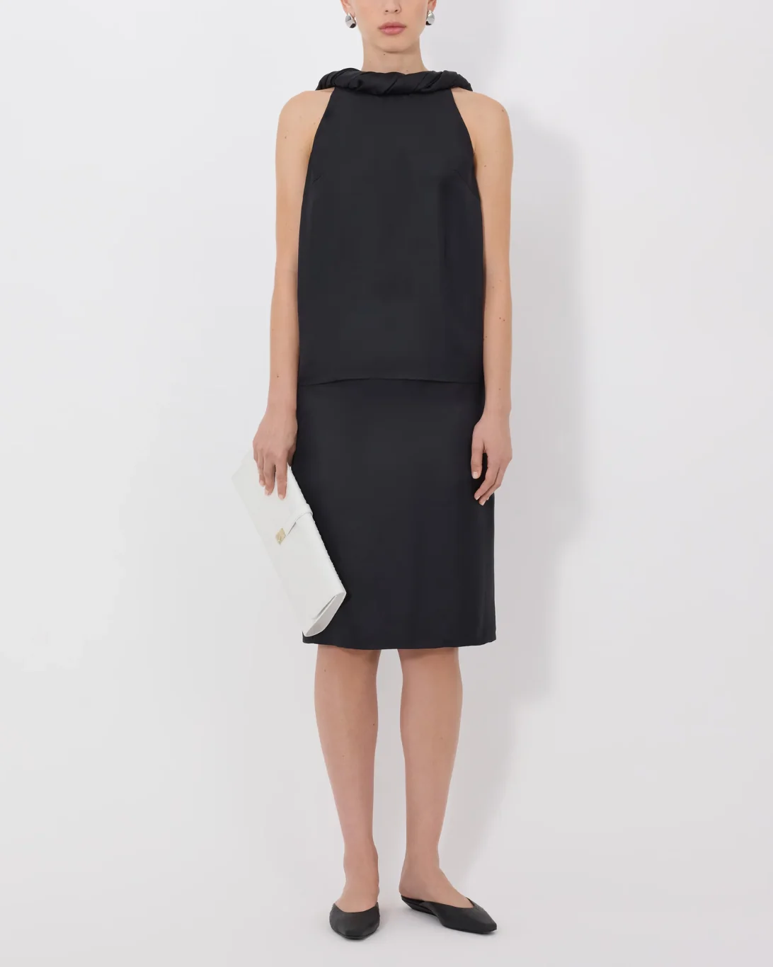 Wilma Twisted Collar Top | Black - Image 6