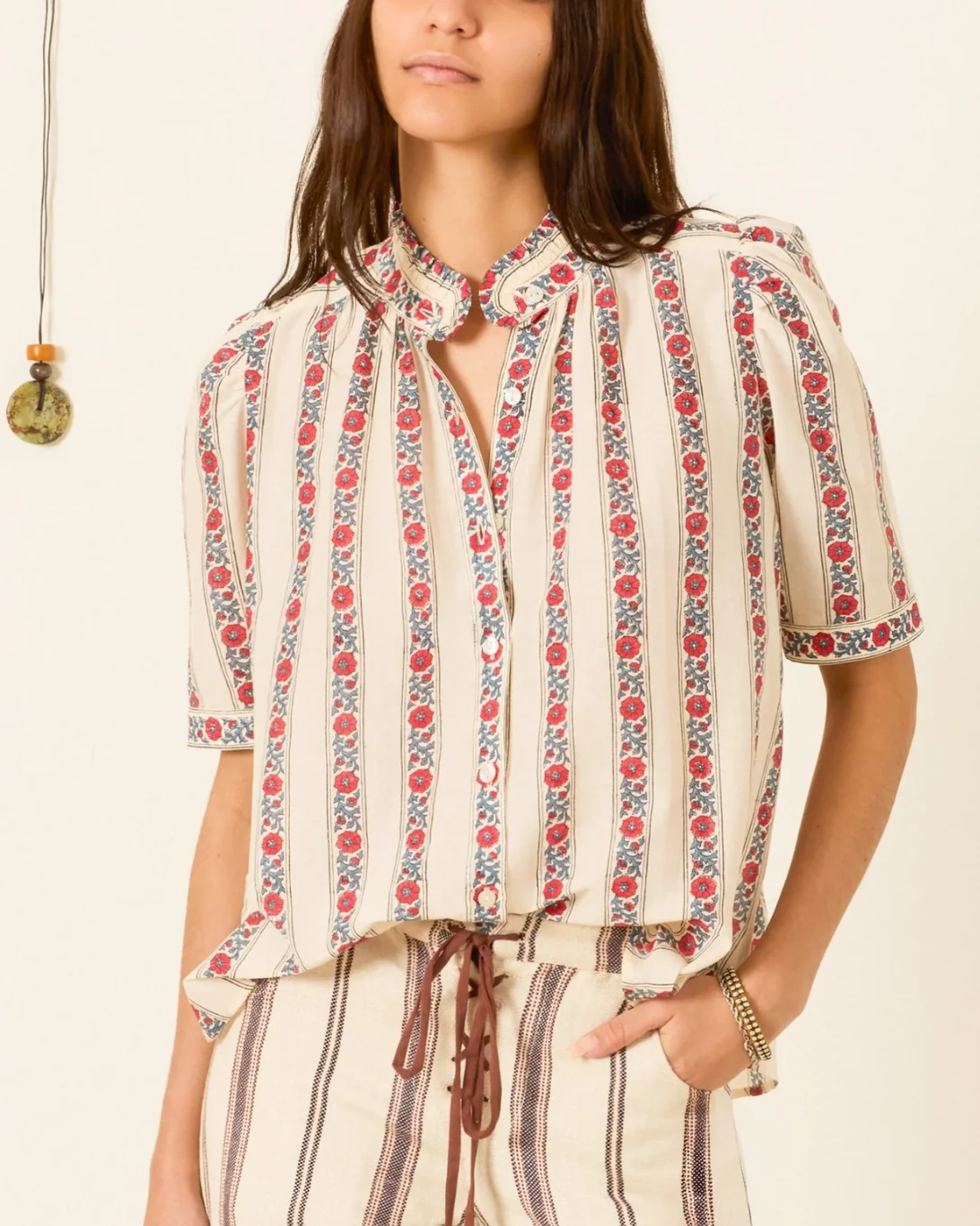 Winnie Roseband Stripe Shirt | Off-White