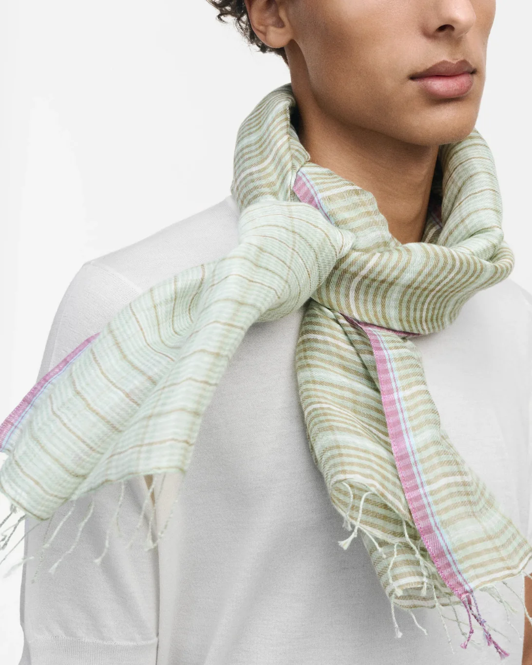 Woven Check Scarf | Seaweed - Image 2